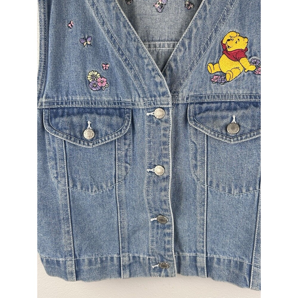 Vtg Winnie The Pooh And Friends Denim Vest Embroidered Front And Back Size M Y2k - Picture 5 of 9